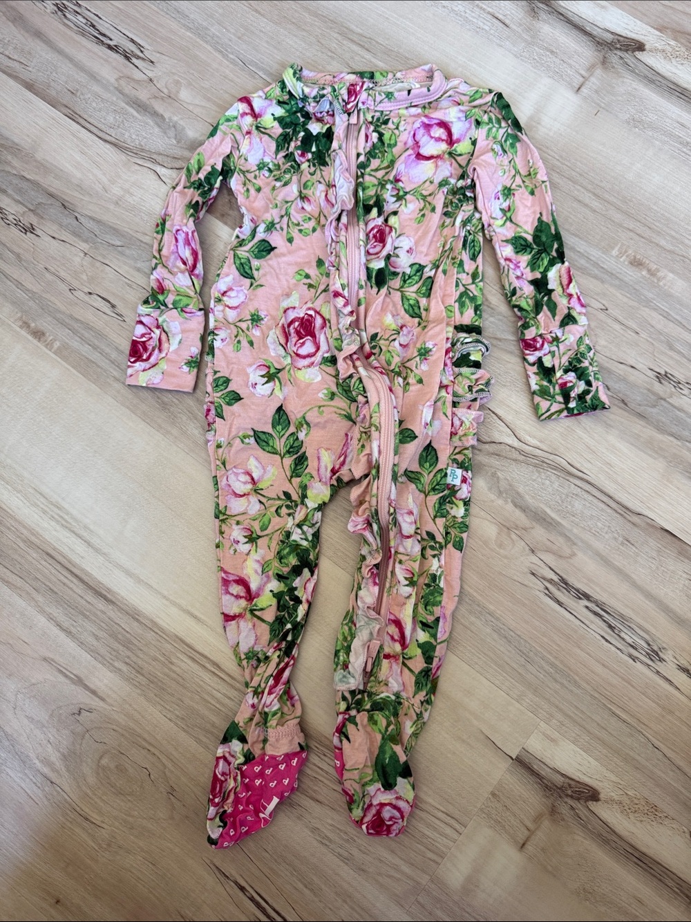 Posh Peanut Pink Floral Footed One-Piece